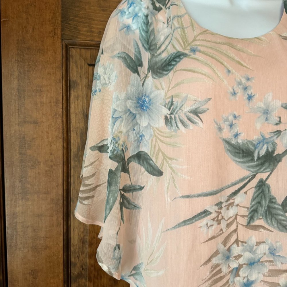 AGB Peach w/Flowers & Leaves Chiffon Overlay w/Attached Tank Medium - Picture 8 of 12